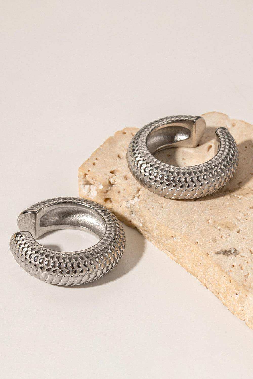 Scale Stainless Steel Cuff Earrings - Trendsi - Flyclothing LLC