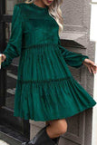 Smocked Balloon Sleeve Frill Trim Tiered Dress - Trendsi - Flyclothing LLC