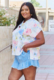 White Birch One And Only Full Size Short Sleve Floral Print Top - Trendsi - Flyclothing LLC