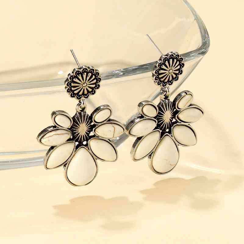 Artificial Turquoise Flower Earrings - Trendsi - Flyclothing LLC