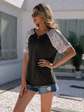 Leopard Round Neck Short Sleeve T-Shirt - Trendsi - Flyclothing LLC