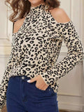 Leopard Cold-Shoulder Sweater - Trendsi - Flyclothing LLC