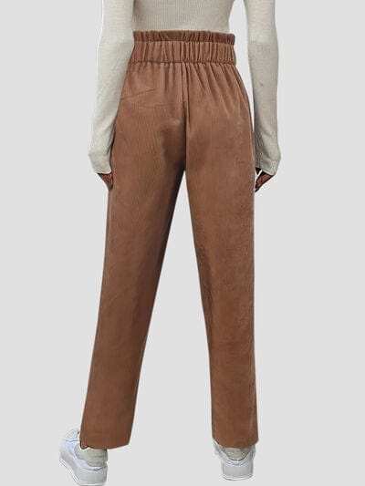 Decorative Button High Waist Pants - Trendsi - Flyclothing LLC