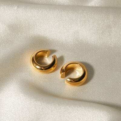 Stainless Steel Letter C Shape Clip On Earrings - Trendsi - Flyclothing LLC