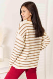 Double Take Striped Boat Neck Sweater - Trendsi - Flyclothing LLC
