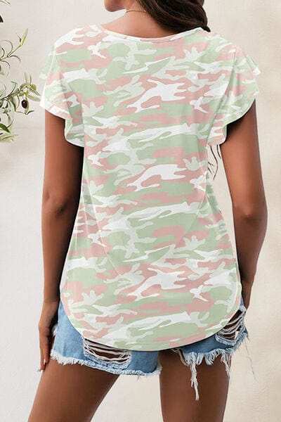 Printed Round Neck Short Sleeve T-Shirt - Trendsi - Flyclothing LLC