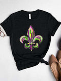 Mardi Gras Graphic Round Neck Short Sleeve T-Shirt - Trendsi - Flyclothing LLC