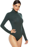Ribbed Turtleneck Long Sleeve Bodysuit - Trendsi - Flyclothing LLC