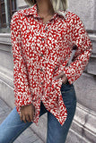 Leopard Roll-Tap Sleeve Shirt - Trendsi - Flyclothing LLC