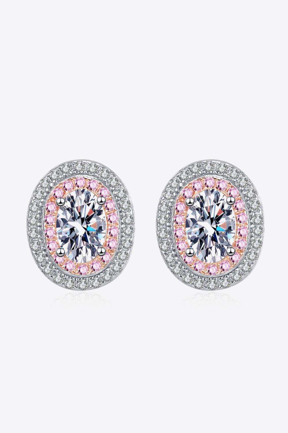 Platinum-Plated Moissanite Stud Earrings - Trendsi - Flyclothing LLC