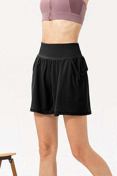 Pocketed Elastic Waist Active Shorts - Trendsi - Flyclothing LLC