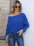 Full Size Horizontal Ribbing Dolman Sleeve Sweater - Trendsi - Flyclothing LLC