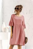 Boat Neck Flounce Sleeve Knee-Length Dress - Trendsi - Flyclothing LLC