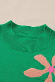 Flower Mock Neck Short Sleeve Sweater - Trendsi - Flyclothing LLC