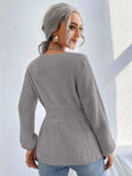 Notched Dropped Shoulder Knit Top - Trendsi - Flyclothing LLC