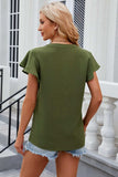 Notched Cap Sleeve T-Shirt - Trendsi - Flyclothing LLC
