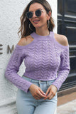 Cable-Knit Cold-Shoulder Sweater - Trendsi - Flyclothing LLC