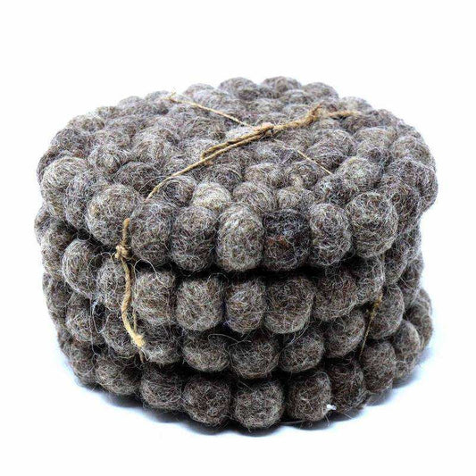 Hand Crafted Felt Ball Coasters from Nepal: 4-pack, Dark Grey - Global Groove (T) - Global Groove - Flyclothing LLC