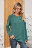 Ruched Round Neck Flounce Sleeve T-Shirt - Trendsi - Flyclothing LLC