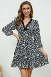 Printed Plunge Neck Flounce Sleeve Mini Dress - Trendsi - Flyclothing LLC