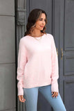 Round Neck Ribbed Long Sleeve Sweater - Trendsi - Flyclothing LLC