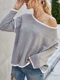 Boat Neck Dropped Shoulder Sweater - Trendsi - Flyclothing LLC