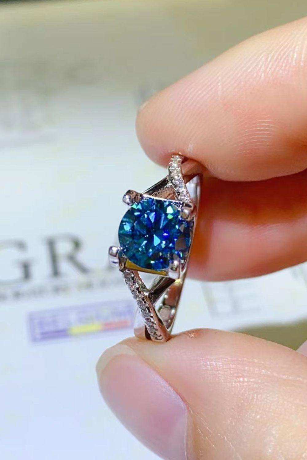 1 Carat Moissanite Crisscross 925 Sterling Silver Ring - Trendsi - Flyclothing LLC