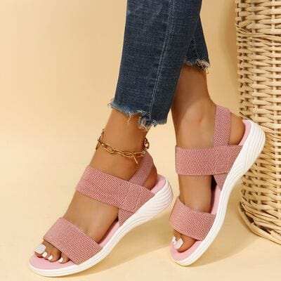 Rubber Open Toe Low Heel Sandals - Trendsi - Flyclothing LLC