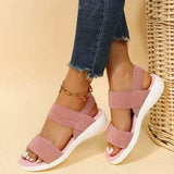 Rubber Open Toe Low Heel Sandals - Trendsi - Flyclothing LLC