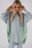 Contrast Texture Round Neck Long Sleeve Blouse - Trendsi - Flyclothing LLC