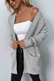 Rib-Knit Open Front Pocketed Cardigan - Trendsi - Flyclothing LLC