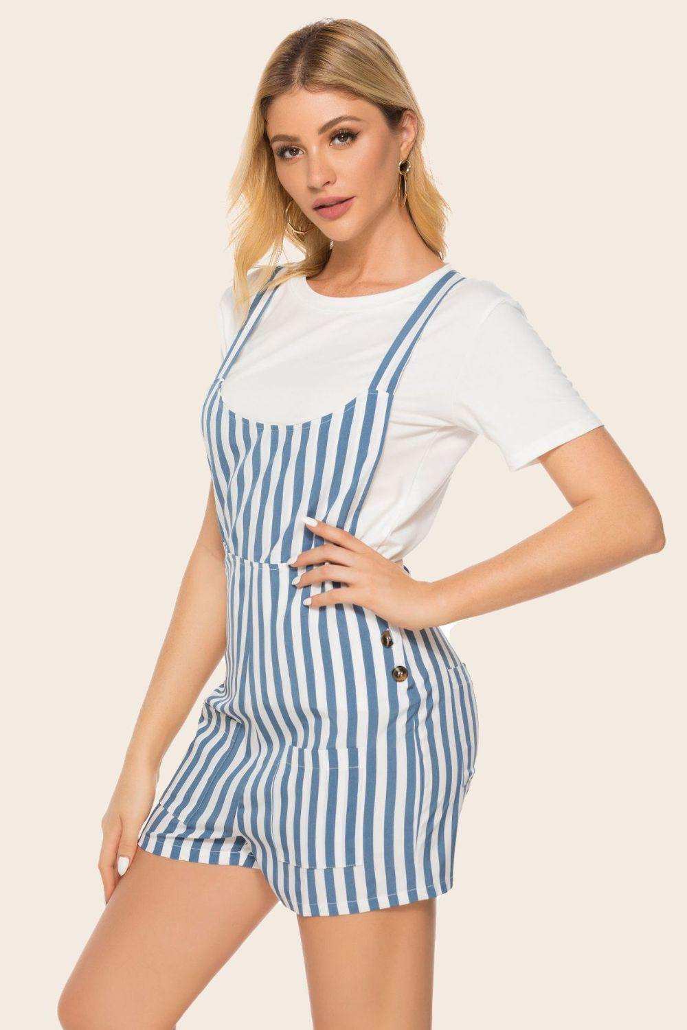 Striped Scoop Neck Romper - Trendsi - Flyclothing LLC