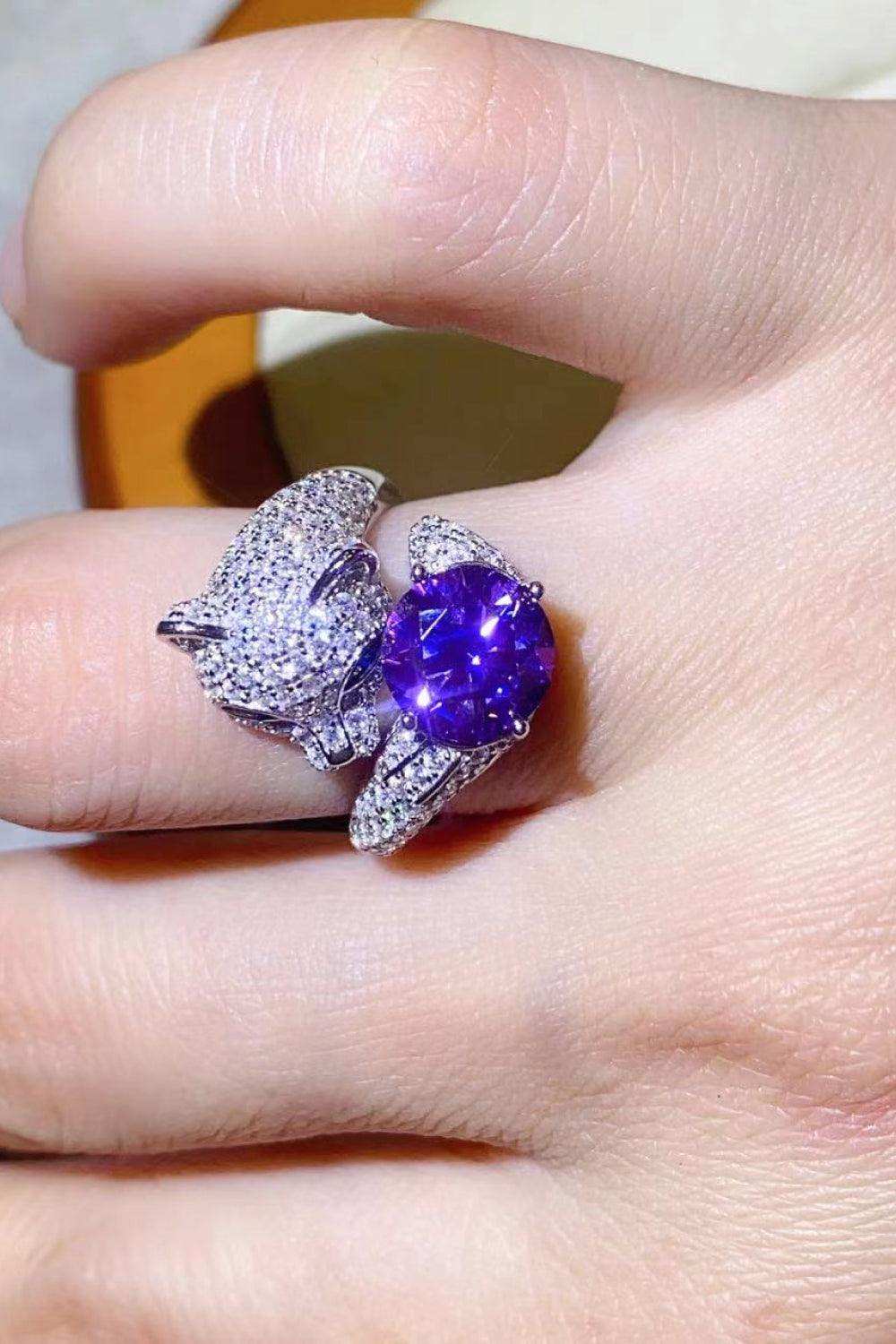 2 Carat Moissanite Adjustable Animal Bypass Ring - Trendsi - Flyclothing LLC