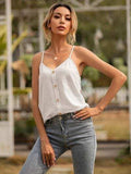 Decorative Button V-Neck Spaghetti Strap Cami - Trendsi - Flyclothing LLC