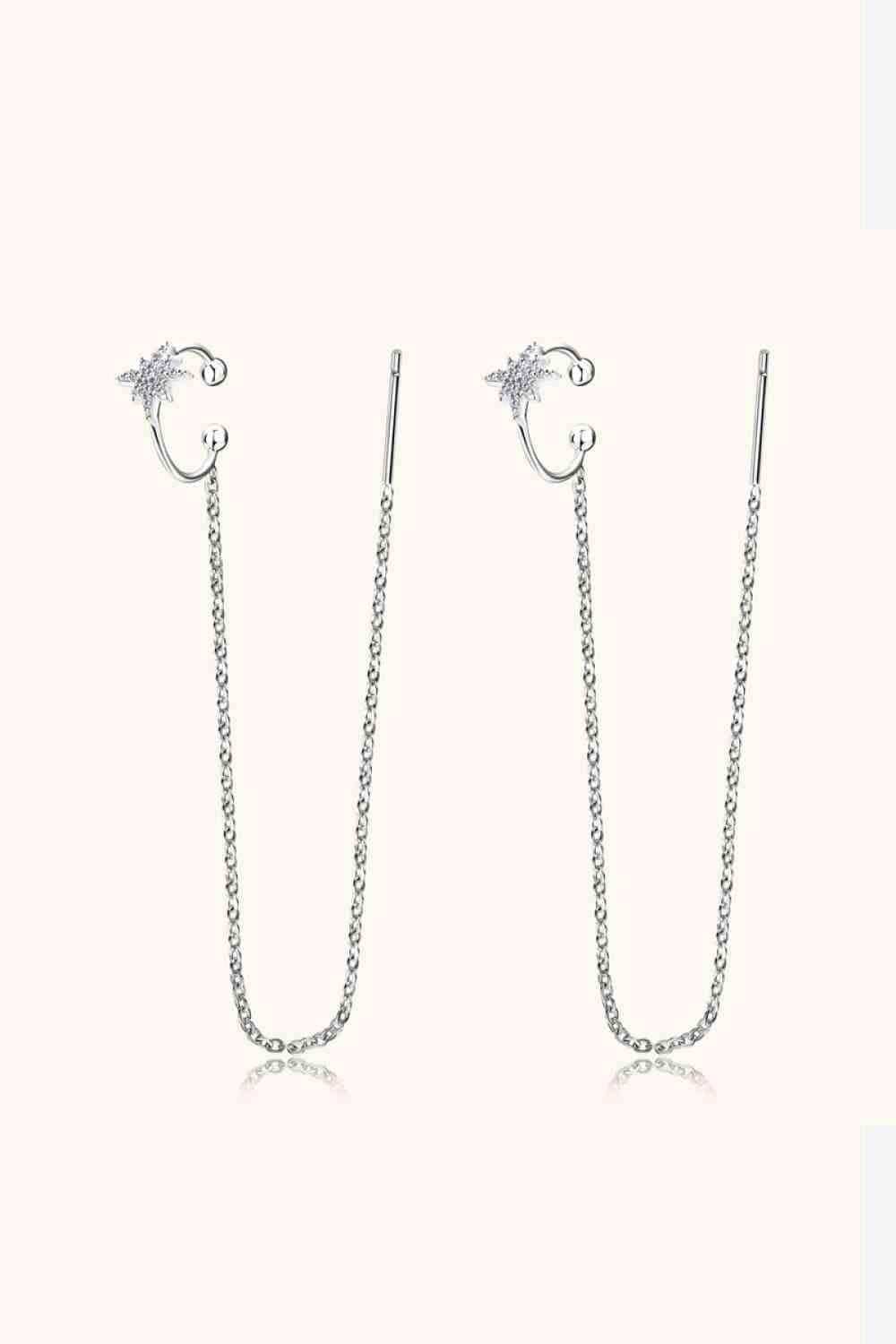 Moissanite 925 Sterling Silver Threader Earrings - Trendsi - Flyclothing LLC