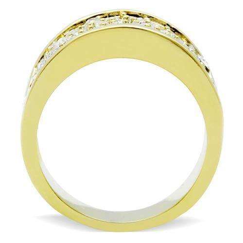 Alamode IP Gold(Ion Plating) Brass Ring with Top Grade Crystal in Clear - Alamode - Flyclothing LLC