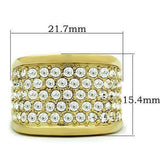 Alamode IP Gold(Ion Plating) Brass Ring with Top Grade Crystal in Clear - Alamode - Flyclothing LLC