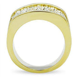 Alamode IP Gold(Ion Plating) Brass Ring with Top Grade Crystal in Clear - Alamode - Flyclothing LLC