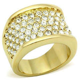 Alamode IP Gold(Ion Plating) Brass Ring with Top Grade Crystal in Clear - Alamode - Flyclothing LLC
