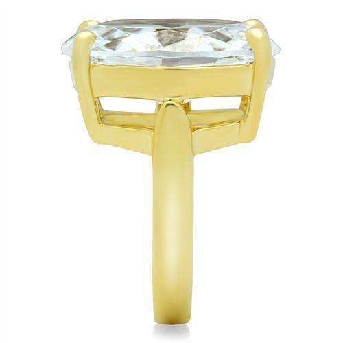 Alamode IP Gold(Ion Plating) Brass Ring with AAA Grade CZ in Clear - Alamode - Flyclothing LLC