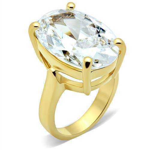 Alamode IP Gold(Ion Plating) Brass Ring with AAA Grade CZ in Clear - Alamode - Flyclothing LLC