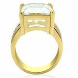 Alamode IP Gold(Ion Plating) Brass Ring with AAA Grade CZ in Clear - Alamode - Flyclothing LLC