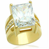 Alamode IP Gold(Ion Plating) Brass Ring with AAA Grade CZ in Clear - Alamode - Flyclothing LLC