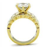 Alamode IP Gold(Ion Plating) Brass Ring with AAA Grade CZ in Clear - Alamode - Flyclothing LLC