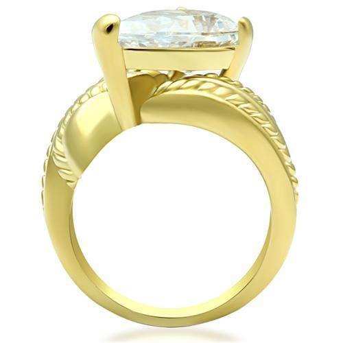 Alamode IP Gold(Ion Plating) Brass Ring with AAA Grade CZ in Clear - Alamode - Flyclothing LLC