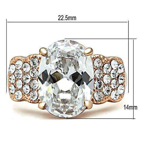 Alamode IP Rose Gold(Ion Plating) Brass Ring with AAA Grade CZ in Clear - Alamode - Flyclothing LLC