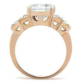 Alamode IP Rose Gold(Ion Plating) Brass Ring with AAA Grade CZ in Clear - Alamode - Flyclothing LLC