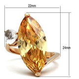Alamode IP Rose Gold(Ion Plating) Brass Ring with AAA Grade CZ in Champagne - Alamode - Flyclothing LLC