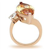 Alamode IP Rose Gold(Ion Plating) Brass Ring with AAA Grade CZ in Champagne - Alamode - Flyclothing LLC