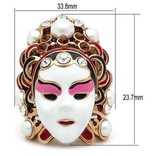 Alamode IP Rose Gold(Ion Plating) Brass Ring with Top Grade Crystal in Clear - Alamode - Flyclothing LLC